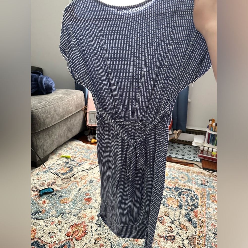 Blue and white dress